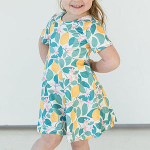 little girls lemon print dress