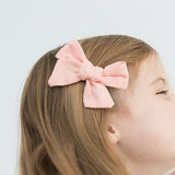 Girls Soft Pink Linen Ballet Bow with Alligator Clip
