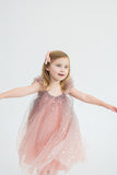Girls Soft Pink Linen Ballet Bow with Alligator Clip