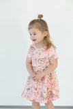 Girl's Blush Pink Cotton Jersey Easter Bunny Print Skater Dress
