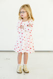 Girl's Pink Red and White Hearts Jersey Twirl Skater Dress