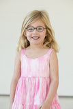 Girl's Pink Tie Dye Jersey Twirl Dress with Tiered Skirt