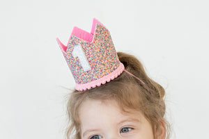 Rainbow Crown for Half Birthday Party- Glitter Birthday Crown, Birthday Hats for Kids, Baby's Birthday Photo Props, Crown Birthday Decoration, Little Girls Hair Accessories Party