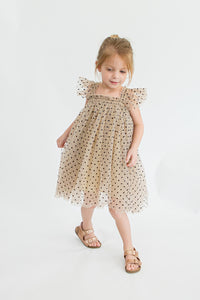 little girls black and tan butterfly dress