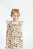 Girl's Tan and Black Polka Dot Tulle Butterfly Applique Dress