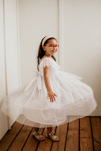 Little Girl's Gold Star Tiered Flower Girl Dress