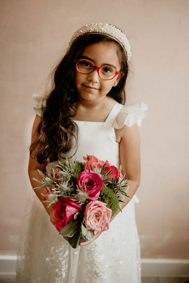 Flower Girls White Satin Dresses Wedding