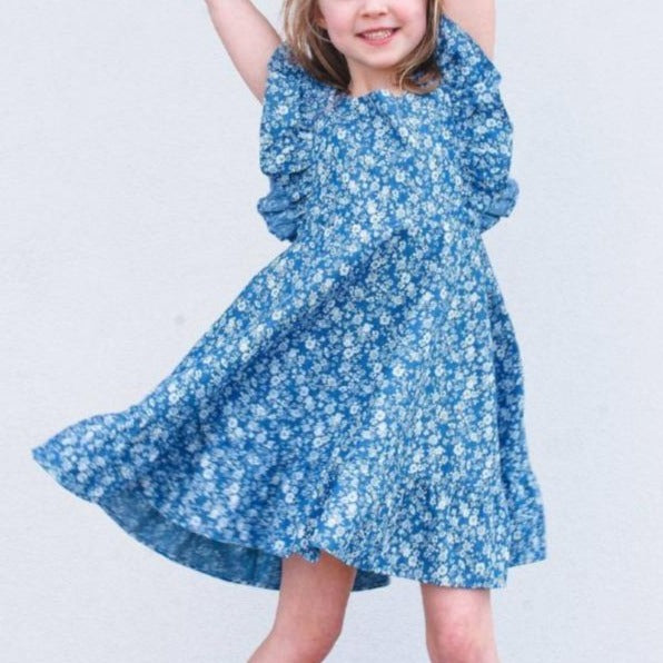 little girls denim floral dress