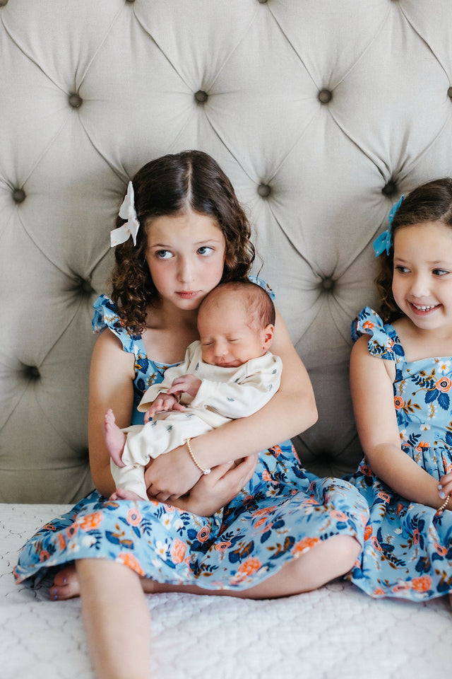 matching blue dresses for sisters