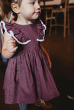 purple pinafore dress