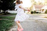 Little Girl's White Tulle Confetti Polka Dot Party Dress