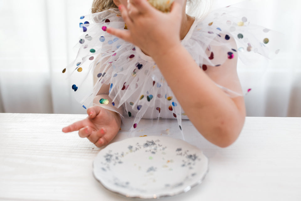 Little Girl's White Tulle Confetti Polka Dot Party Dress