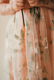 little girls peach lace boho flower girl dress