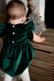 Infant Girl's Green Velvet Romper