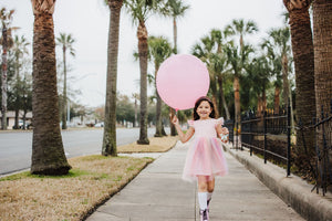 Little Girl's Pink Ombre Flutter Sleeve Tulle Dress