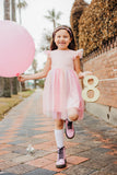 Little Girl's Pink Ombre Flutter Sleeve Tulle Dress