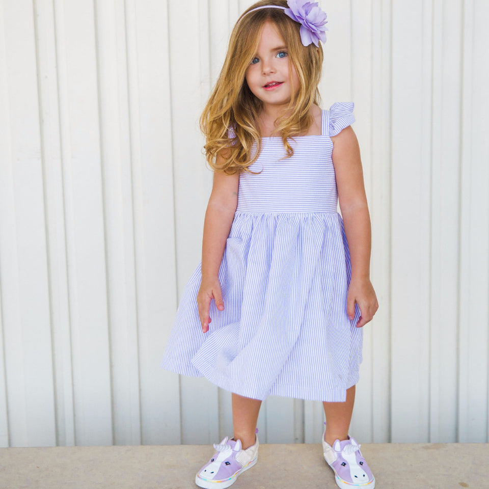 purple seersucker dress girls
