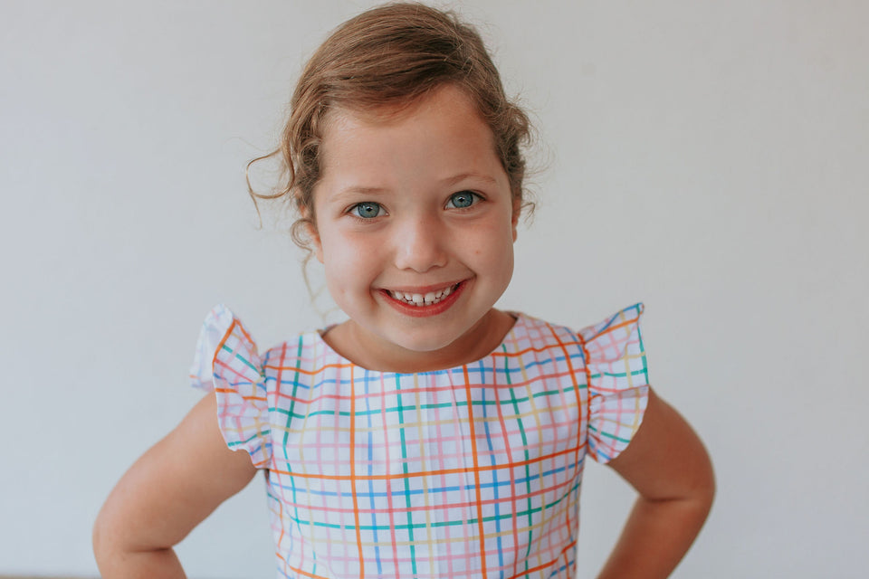 rainbow plaid dress
