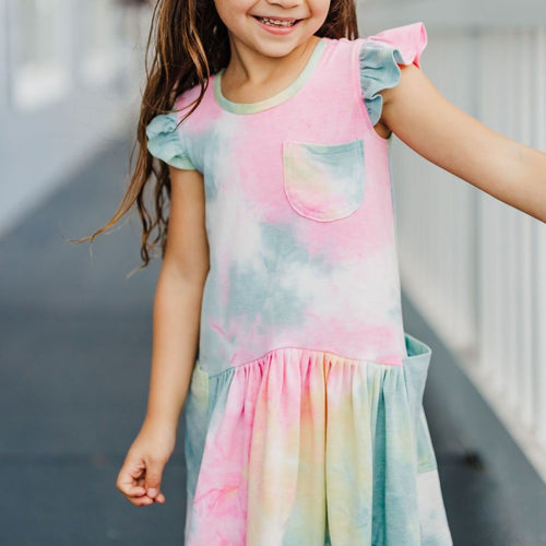 little girls ruffle tie dye dress