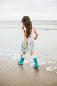 Little Girl's Tie Dye Ruffle Jersey Cotton Three Pocket Dress