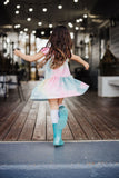 little girls tie dye ruffle dress with pockets
