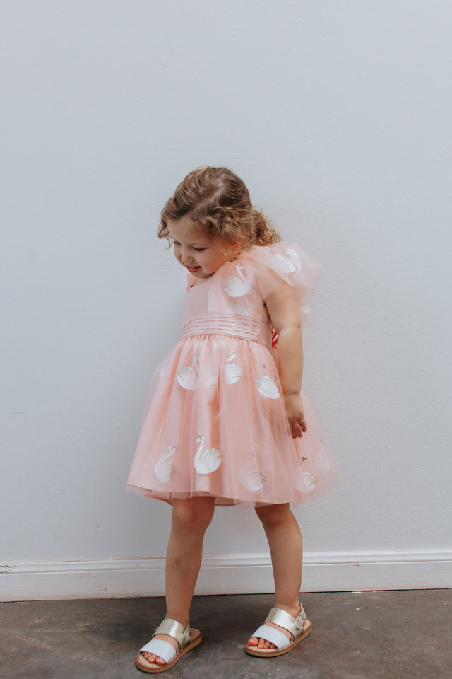 Girl's Pink Tulle Swan Special Occasion Dress