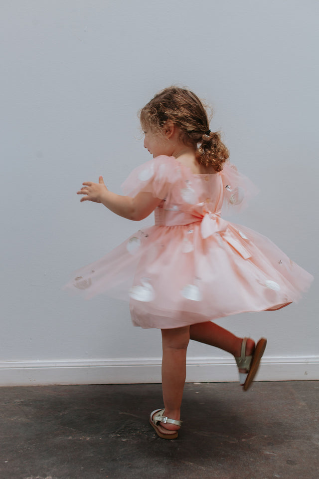 Girl's Pink Tulle Swan Special Occasion Dress