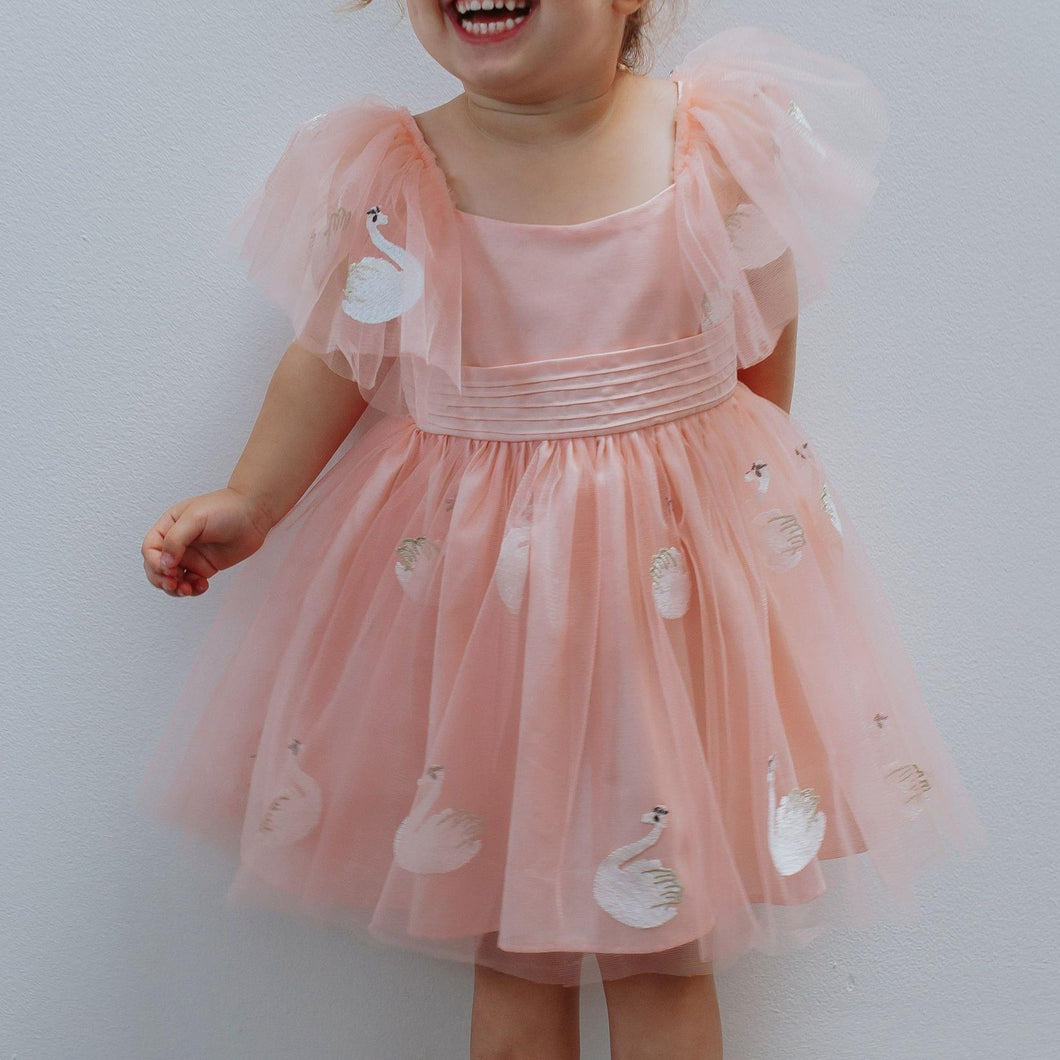 Girl's Pink Tulle Swan Special Occasion Dress