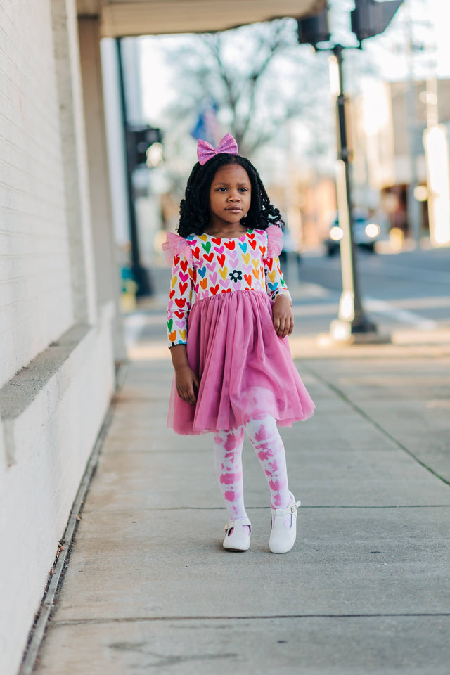 Little Girl's Mulicolor Hearts Tulle Dress