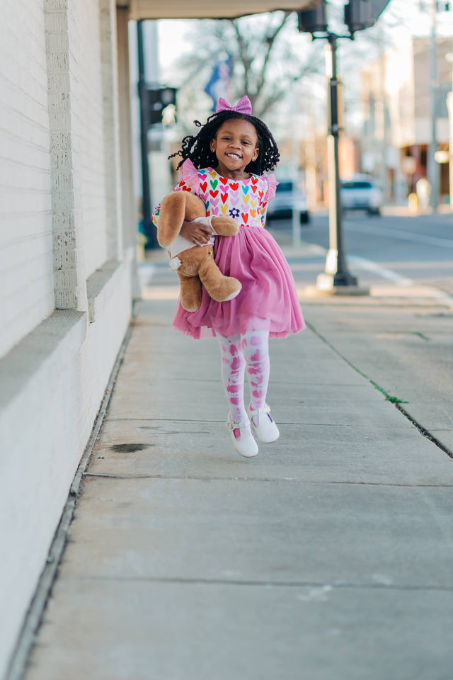 Little Girl's Mulicolor Hearts Tulle Dress