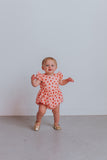 Infant Girl's Orange Floral Ruffle Cotton Bubble Romper