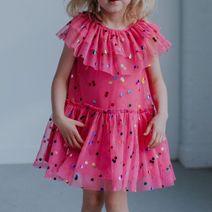 little girls pink tulle dress