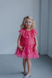 Girl's Pink Tulle Confetti Polka Dot Party Dress