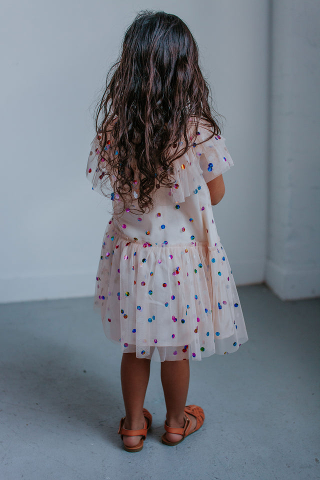 little girls off white tulle dress
