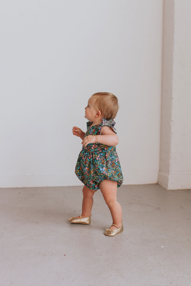 infant girls floral bubble romper