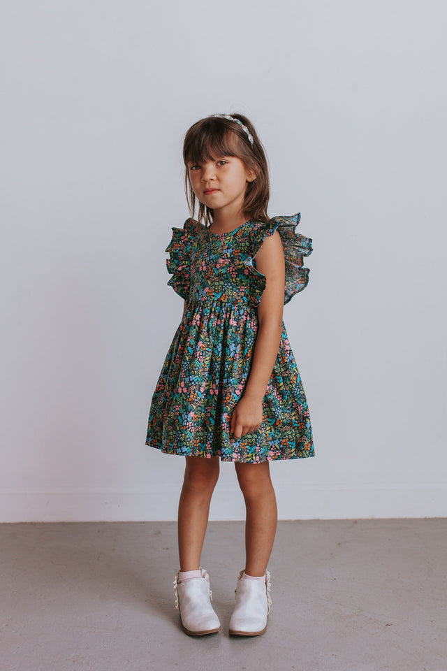 little girls navy floral dress