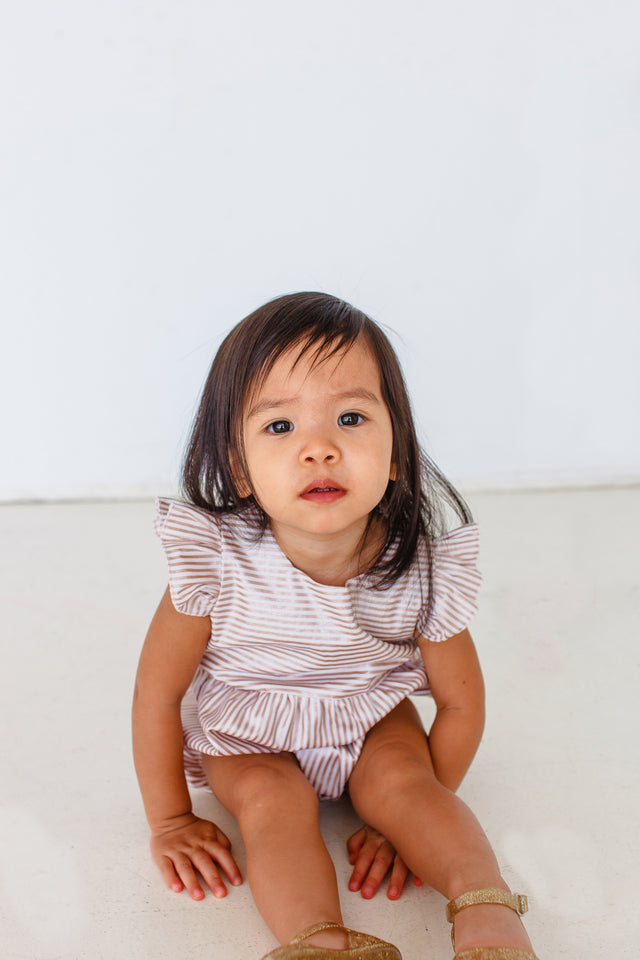 gold stripe stripe romper for baby