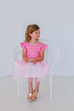 pink flutter sleeve dress