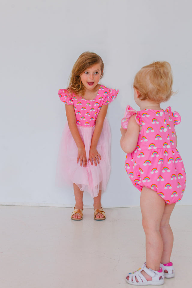 rainbow flutter sleeve outfit