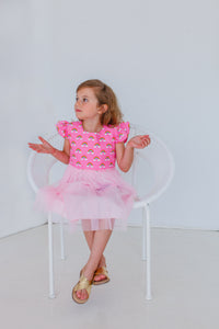 Little Girl's Pink Rainbow Tulle Dress