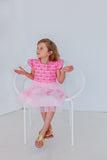 Little Girl's Pink Rainbow Tulle Dress