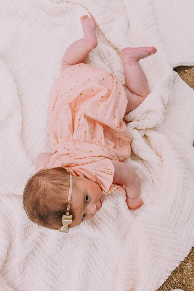 Infant Girl's Pink and Gold Star Rifle Paper Print Bubble Romper