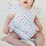 infant girls rainbow hearts valentines day bubble romper
