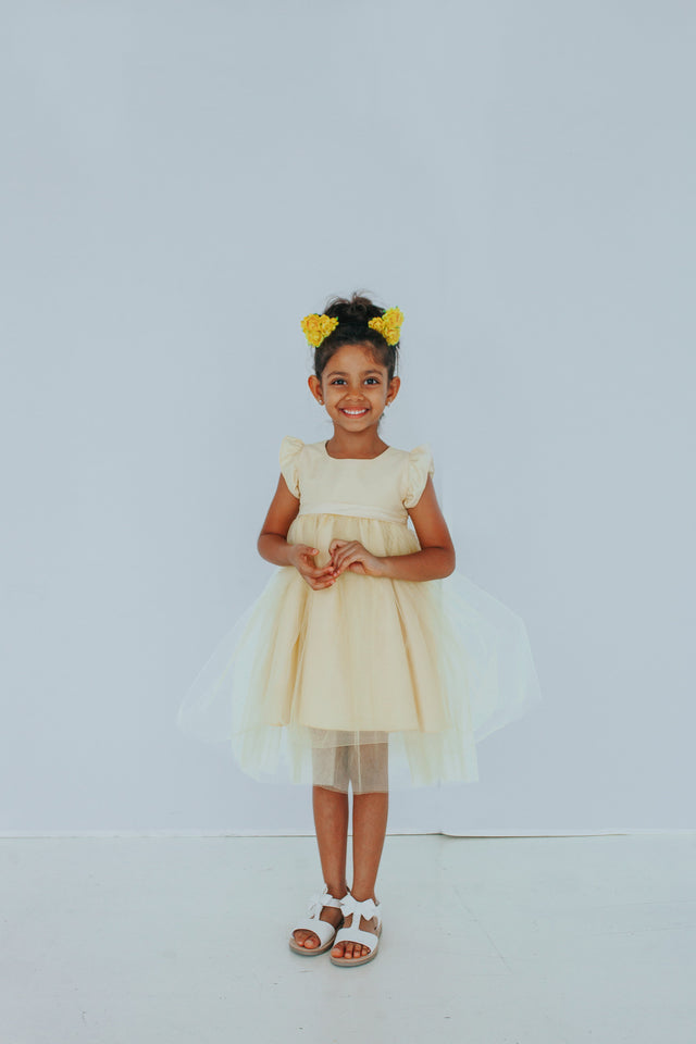yellow flower girls dress