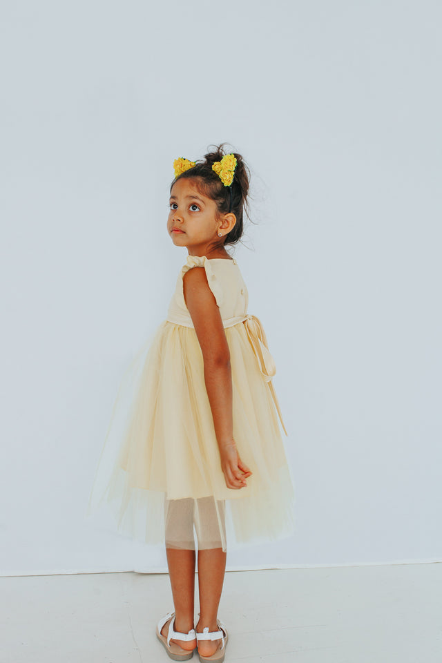 pale yellow flower girl fress