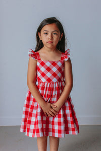 girls red and white plaid dress