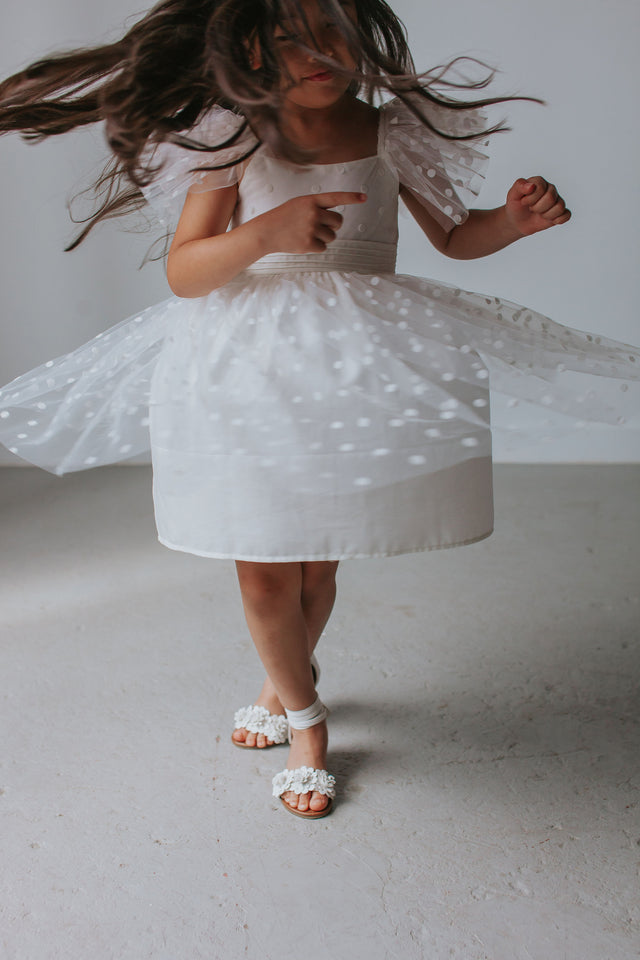 Little Girl's White Tulle Polka Dot Dress – cuteheads