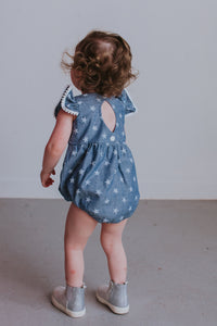 baby girl's chambray bubble romper