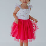 little girls pink tulle unicorn dress