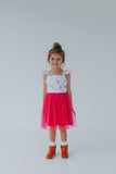 Victoria Pink Tulle Flutter Sleeve Unicorn Party Dress